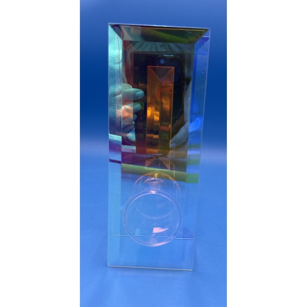 Modern Iridescent Beveled Art Glass‎ Napkin Holder / Letter Organizer Desk Decor